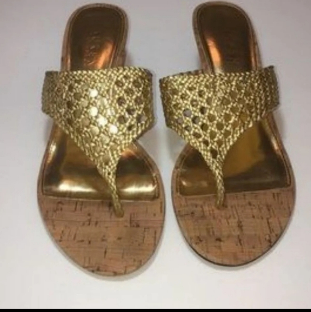 Ralph Lauren gold kitten heels 8.5